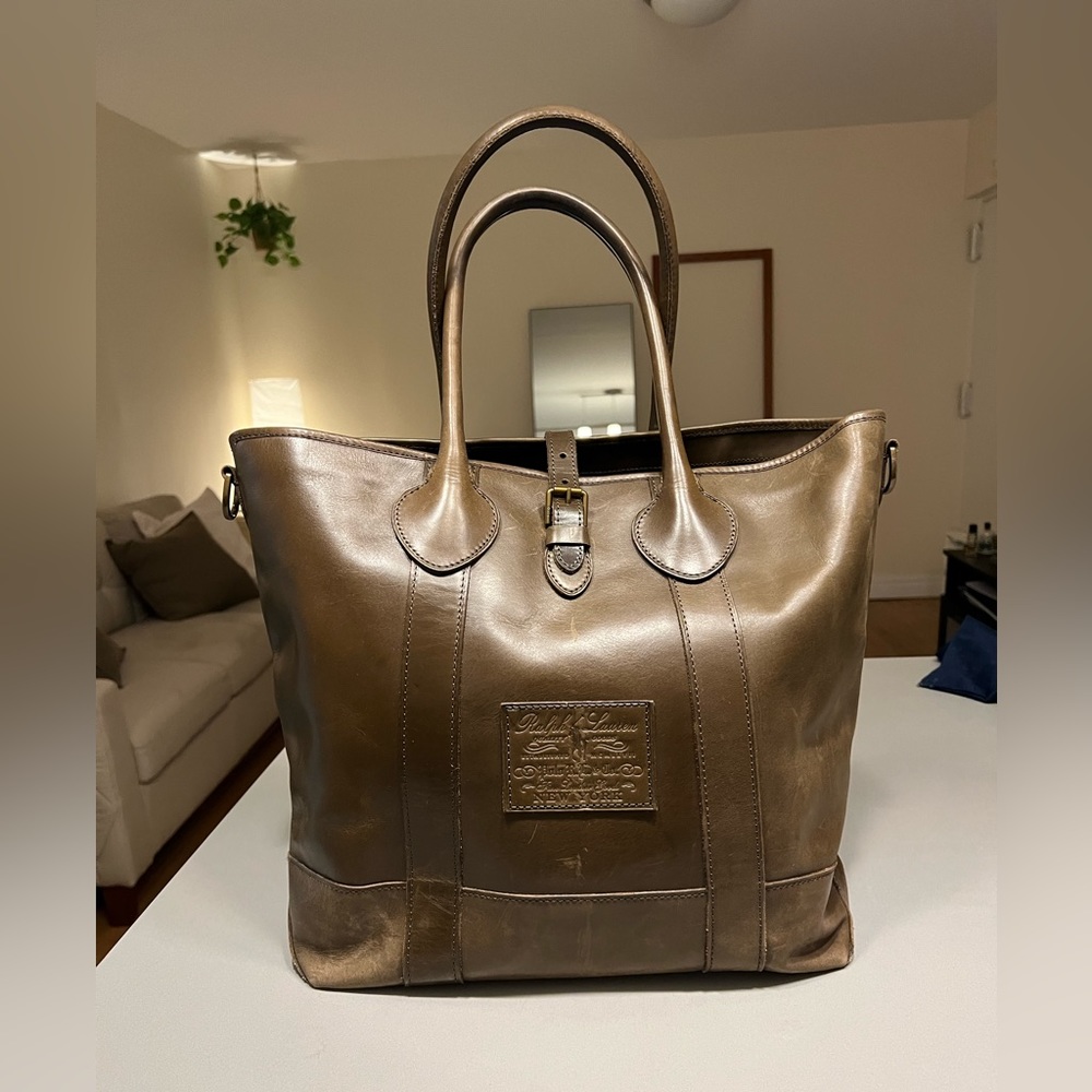 Ralph Lauren - Heritage Tumbled Leather Tote - OLIVE UNISEX